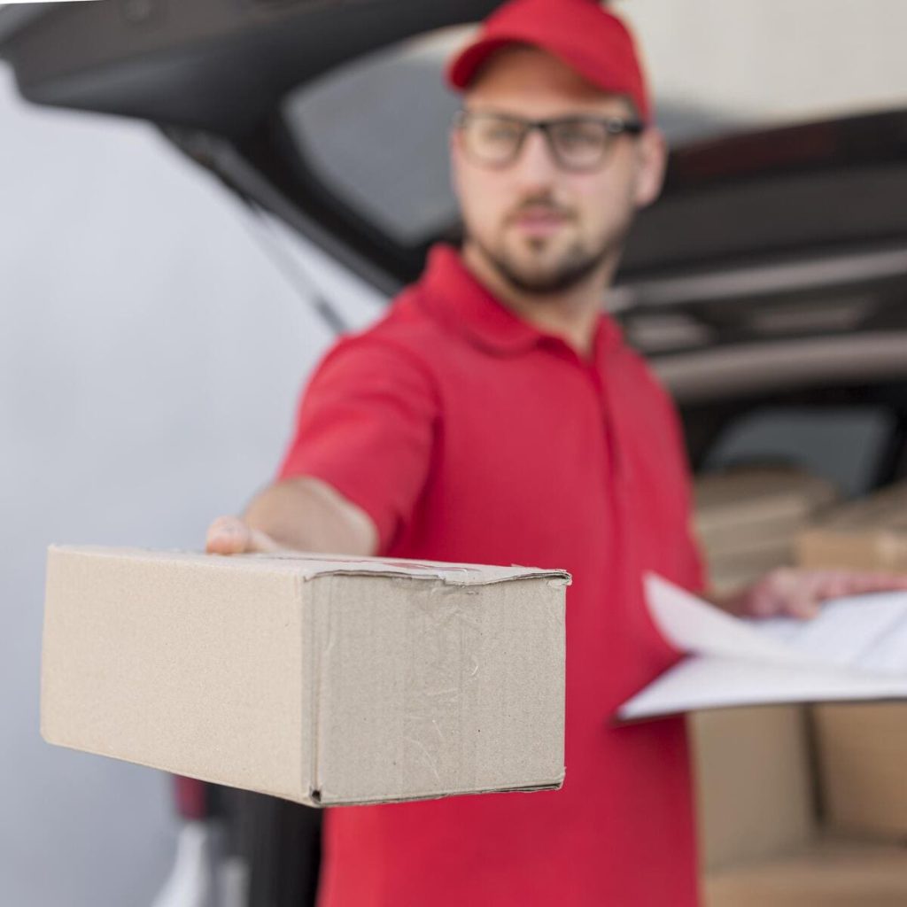 front view delivery man concept